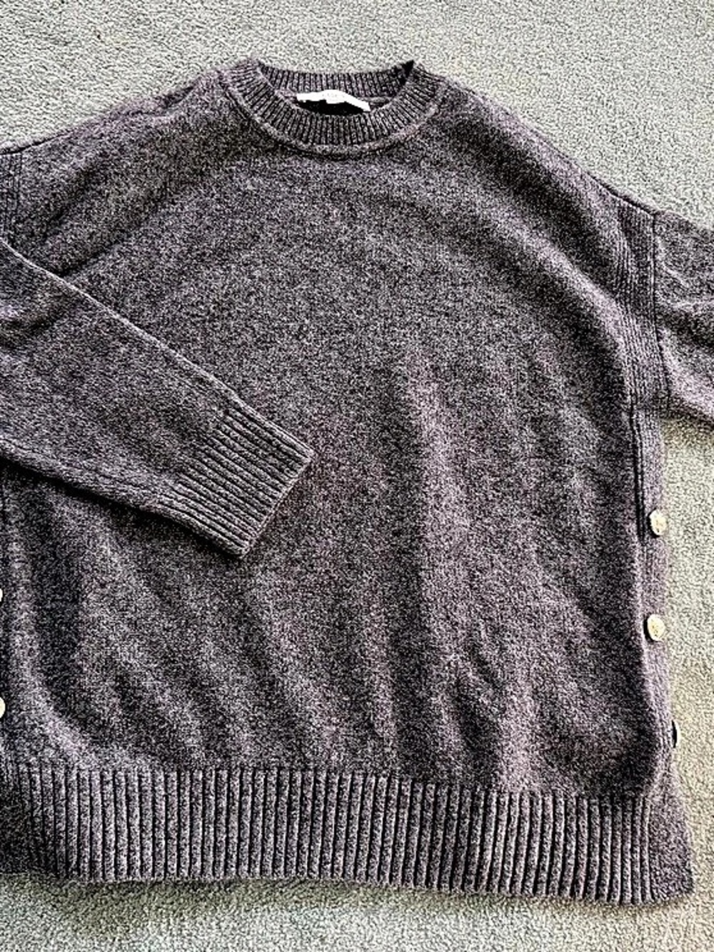 LOFT Marled Side Button Woman’s Tunic Sweater Heather Grey L